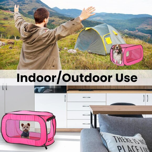Collapsible Pet Travel Crate: Lightweight and Ventilated 24" x 16" in Fuchsia - Picture 6 of 8